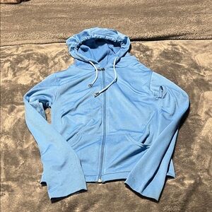 Light Blue Zip-Up Hooded Jacket